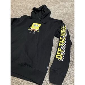 VANS x SPONGEBOB Black OFF THE WALL HOODIE Skate Surf Sweatshirt Men Medium